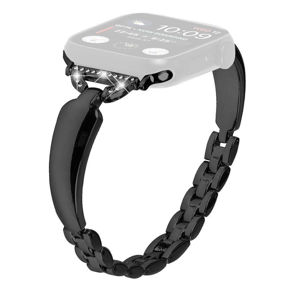 Cool Metal Og Rhinsten Universal Rem passer til Apple Smartwatch - Sort#serie_1