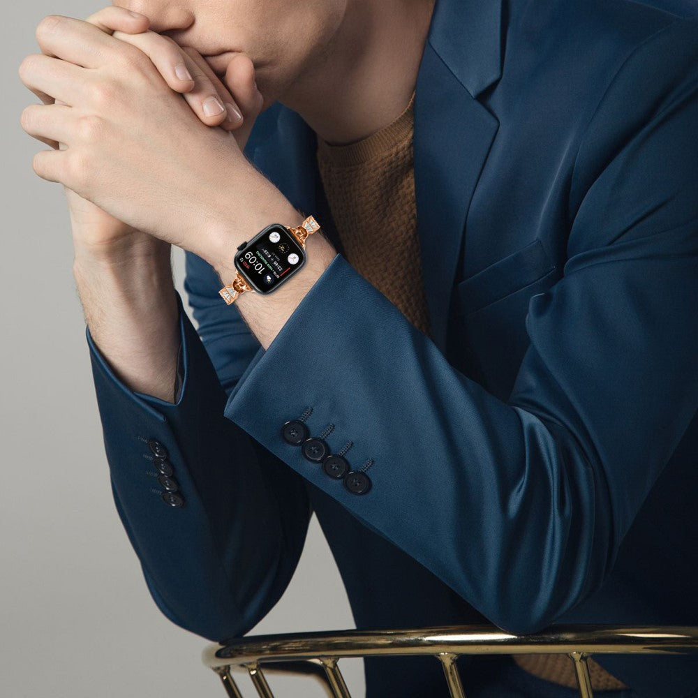 Vildt Sejt Metal Og Rhinsten Universal Rem passer til Apple Smartwatch - Pink#serie_2