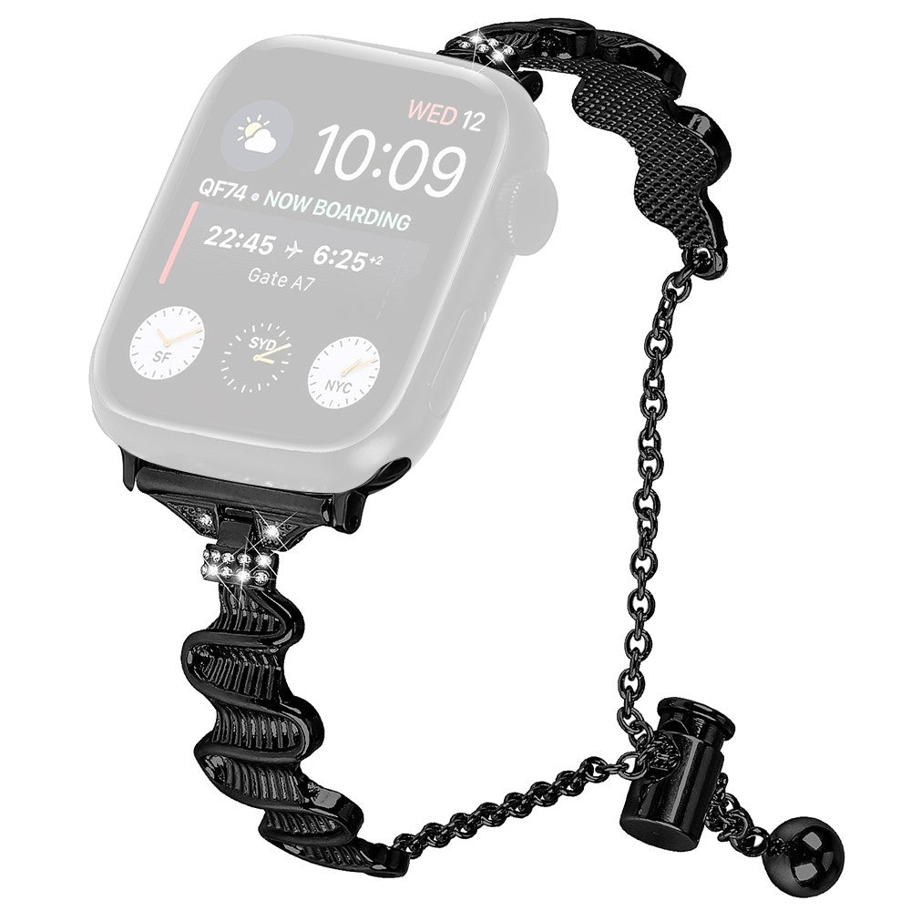 Tidsløst Metal Og Rhinsten Universal Rem passer til Apple Smartwatch - Sort#serie_1