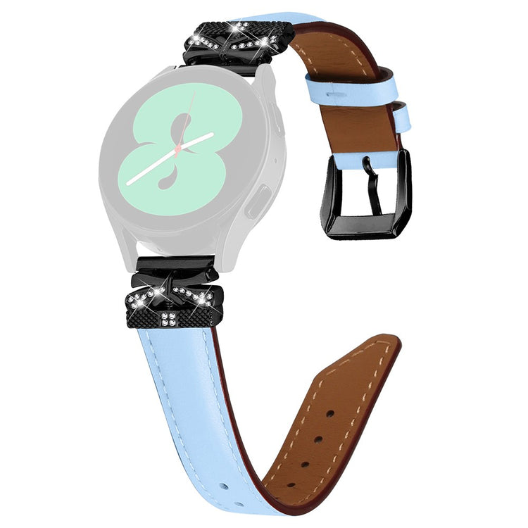 Fantastisk Kunstlæder Og Rhinsten Universal Rem passer til Smartwatch - Blå#serie_4