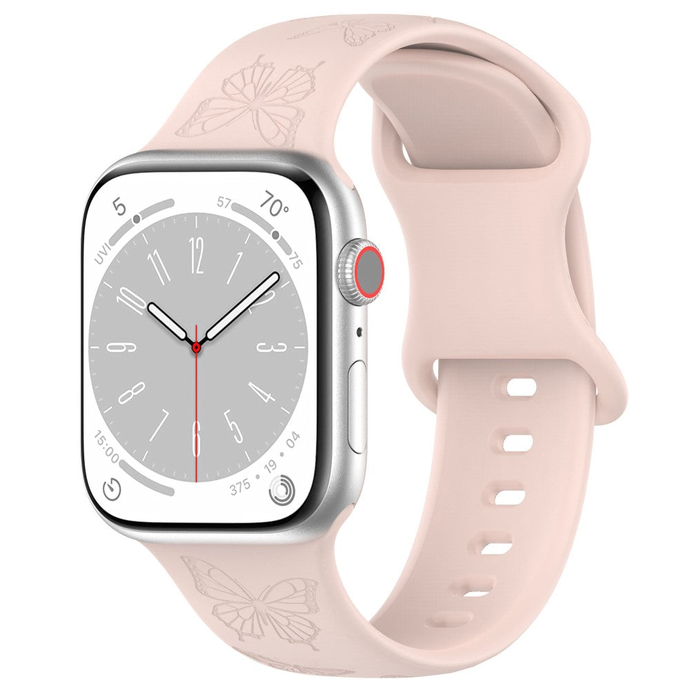 Rigtigt Fed Silikone Universal Rem passer til Apple Smartwatch - Pink#serie_11