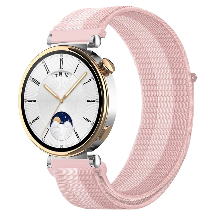 Huawei Watch GT 4 41mm / Garmin Venu 3S Watch Band 18mm Nylon Loop Adjustable Wrist Strap - Pink+White+Pink#serie_20