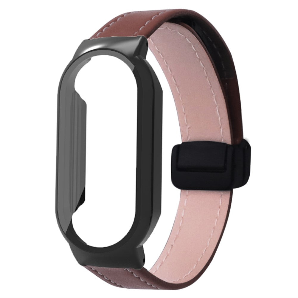 Rigtigt Fantastisk Kunstlæder Rem passer til Xiaomi Smart Band 8 - Brun#serie_2