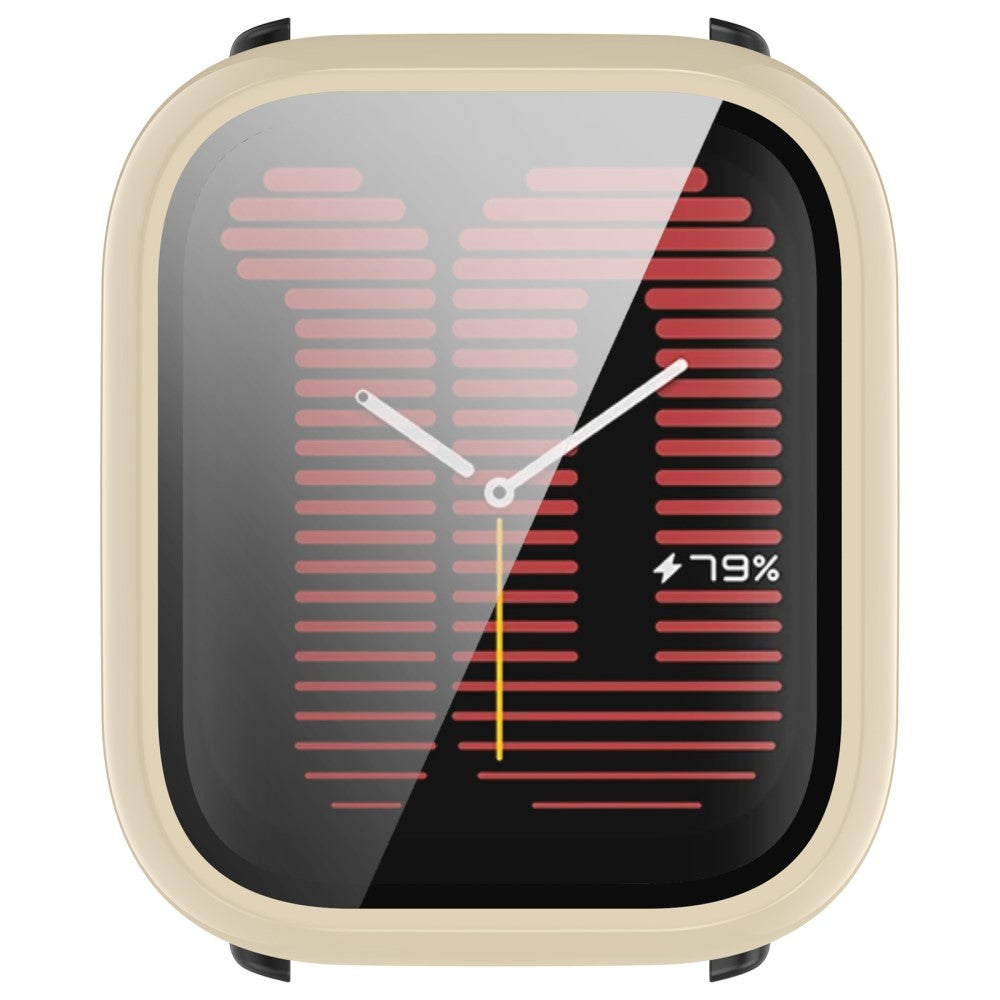 Rigtigt Godt Cover med Skærmbeskytter i Silikone og Glas passer til Amazfit Active - Hvid#serie_4