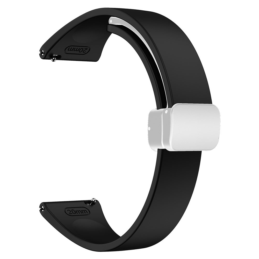 22mm Universal silicone sport strap with silver magnetic buckle - Black#serie_1