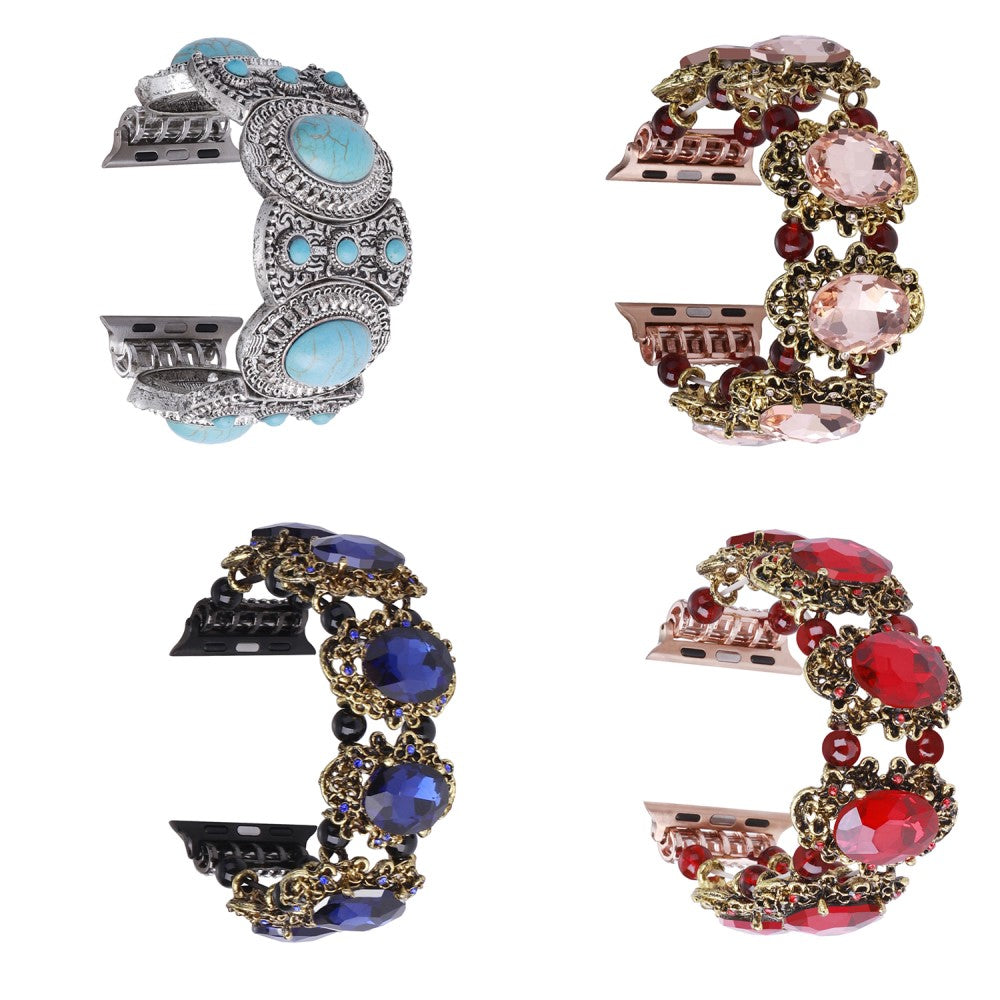 Nydelig Plastik Og Rhinsten Universal Rem passer til Apple Smartwatch - Pink#serie_3