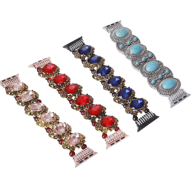 Nydelig Plastik Og Rhinsten Universal Rem passer til Apple Smartwatch - Pink#serie_3