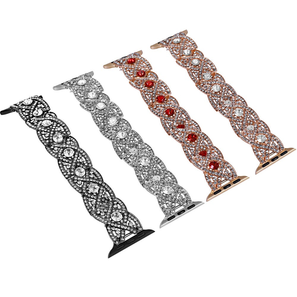 Meget Flot Metal Og Rhinsten Universal Rem passer til Apple Smartwatch - Pink#serie_4