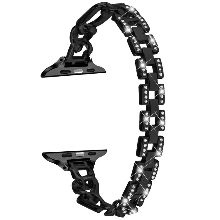 Super Cool Metal Og Rhinsten Universal Rem passer til Apple Smartwatch - Sort#serie_1