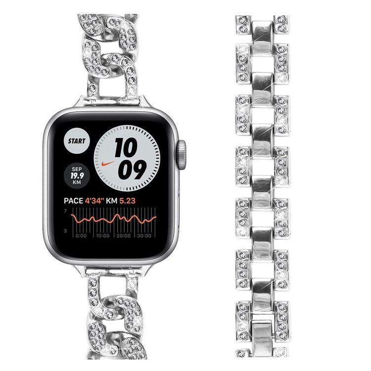 Super Cool Metal Og Rhinsten Universal Rem passer til Apple Smartwatch - Sølv#serie_3