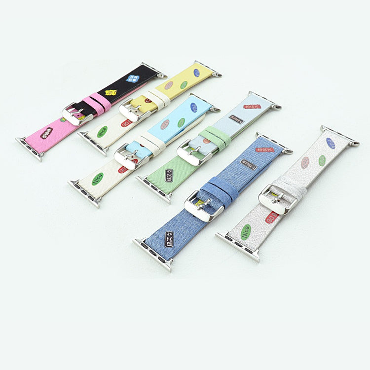 Apple Watch Series 9 45mm / Ultra 2 cute words nylon strap - Black / Pink#serie_1