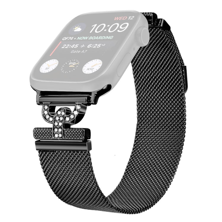 Rhinestone S-shape milanese stainless steel strap Apple Watch Series 9 41mm - Black#serie_1