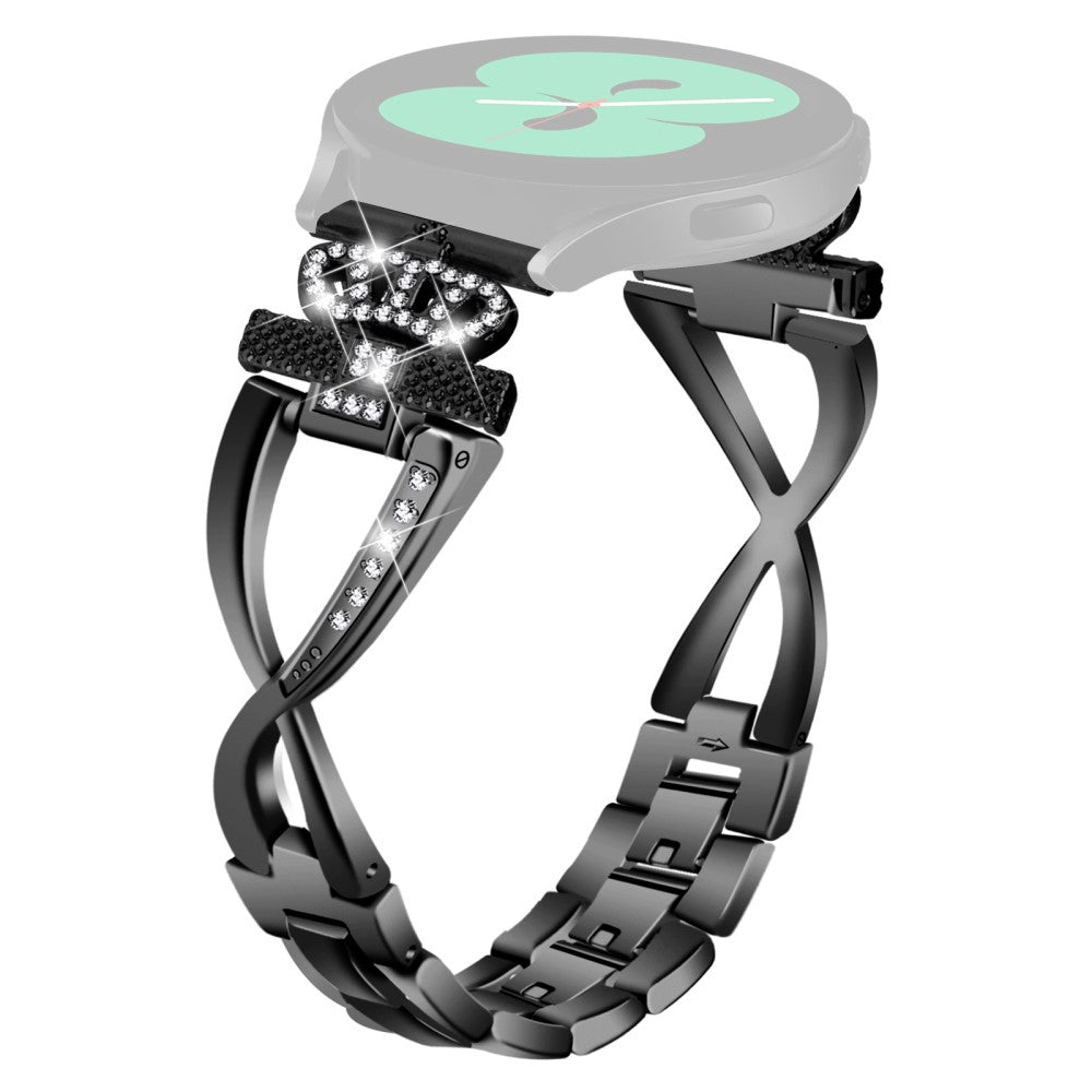 20mm Samsung Galaxy Watch 4 crown rhinestone décor alloy strap - Black#serie_1
