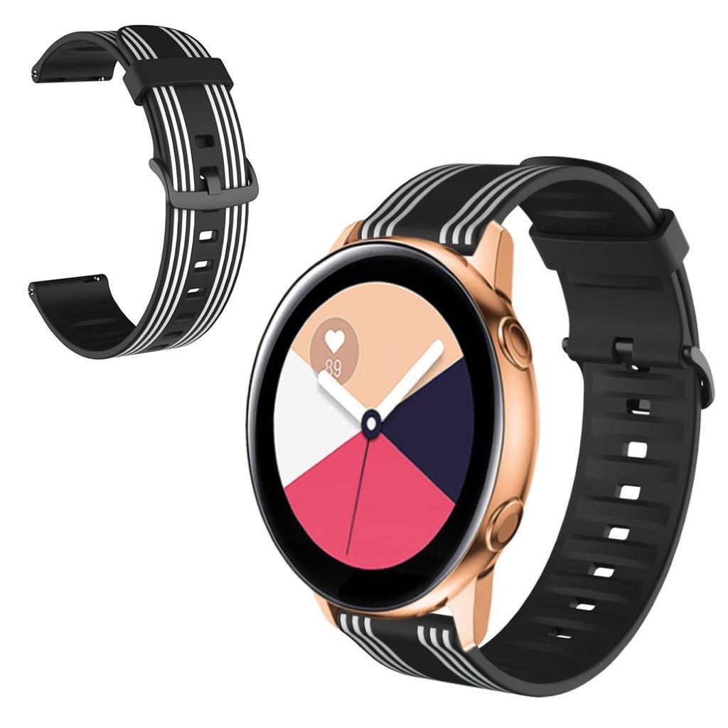 22mm Twill tone watch band for Samsung, Amazfit and Huawei watch - Black / White#serie_1