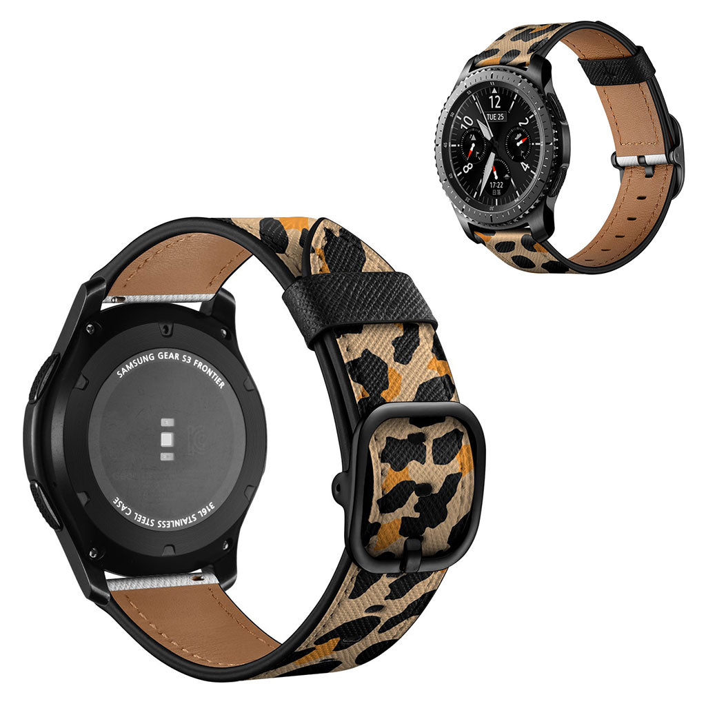 22mm Universal stylish genuine leather watch strap - Yellow Leopard Print#serie_1