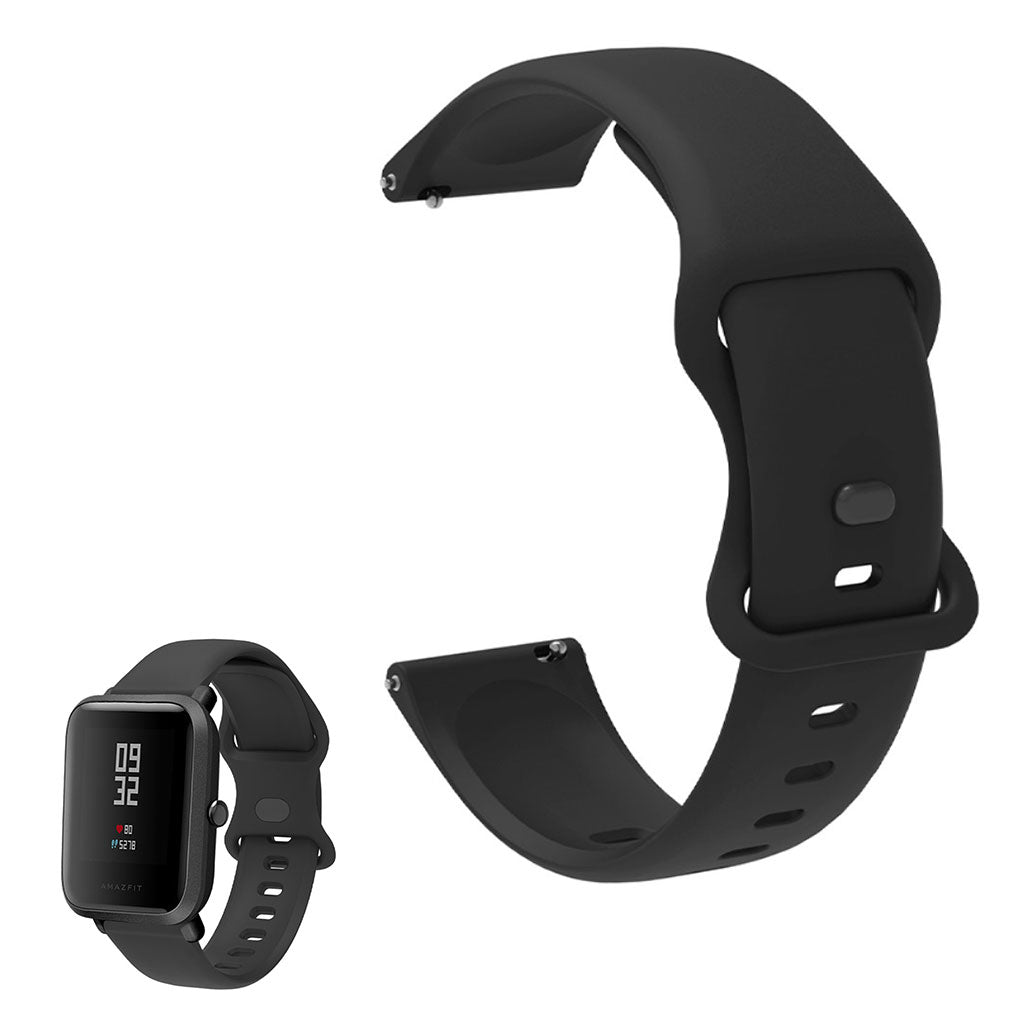 20mm Universal comfortable silicone watch strap - Black#serie_1