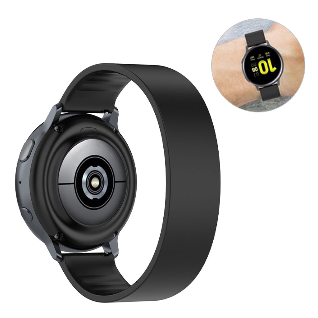 20mm Universal elastic silicone watch strap - Black / Size: 129mm#serie_1