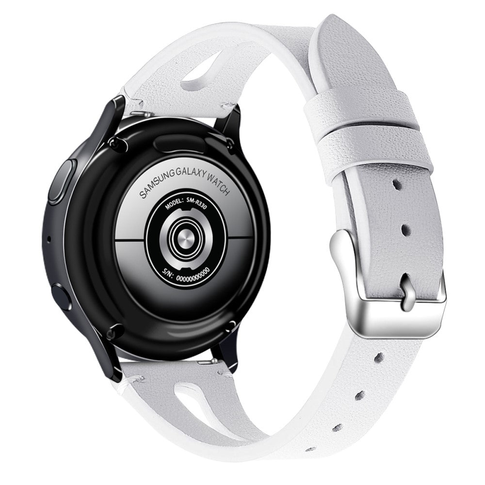 20mm Universal genuine leather watch strap with cutouts - White#serie_1