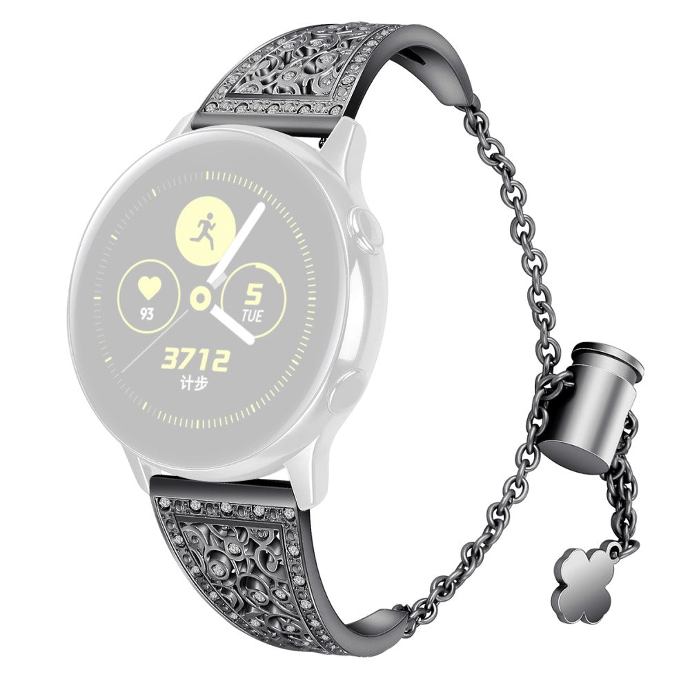 20mm Universal rhinestone floral dΓ©cor watch strap - Black#serie_1