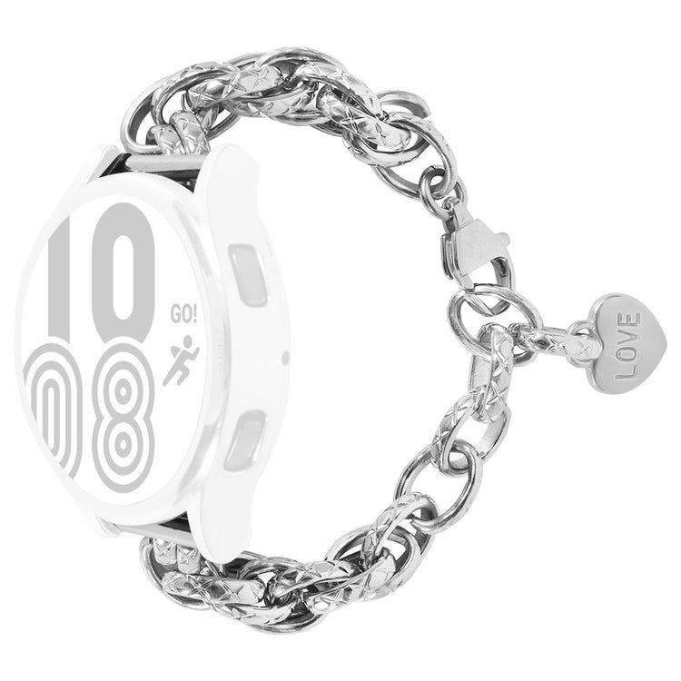 20mm Universal cute heart pendant stainless steel watch strap - Silver#serie_4