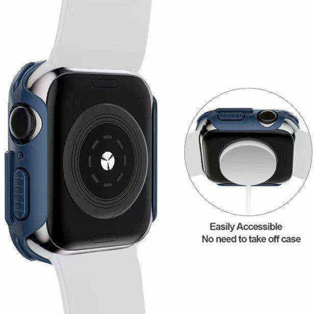 Rigtigt Fint Apple Watch Series 7 45mm Cover med Skærmbeskytter i Plastik og Hærdet Glas - Blå#serie_1