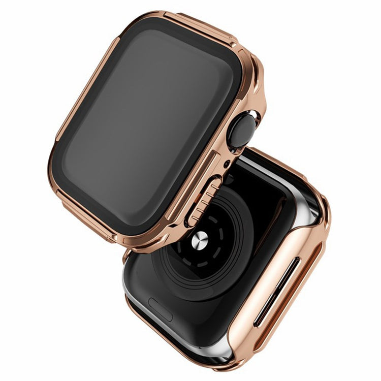 Rigtigt Fint Apple Watch Series 7 45mm Cover med Skærmbeskytter i Plastik og Hærdet Glas - Pink#serie_5