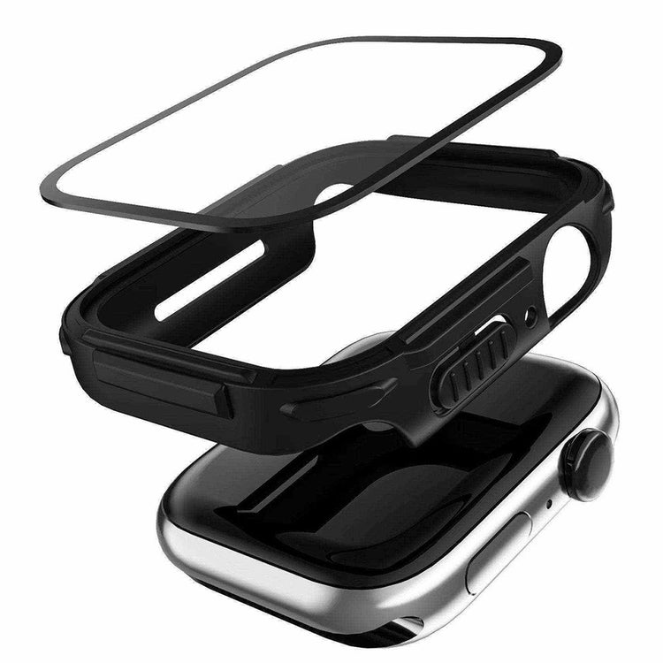 Rigtigt Fint Apple Watch Series 7 45mm Cover med Skærmbeskytter i Plastik og Hærdet Glas - Pink#serie_5