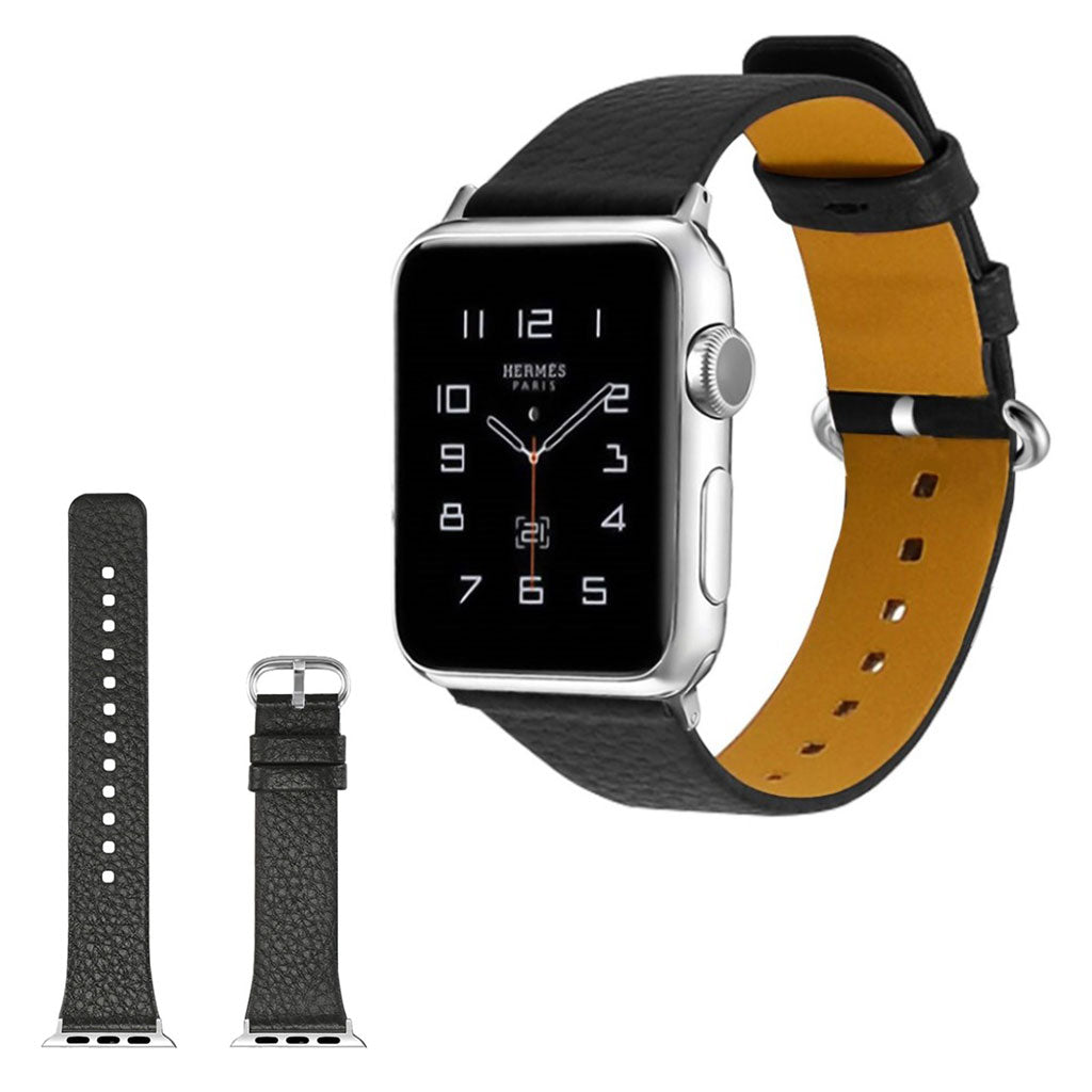 SkΓΈn Apple Watch Series 1-3 38mm Γgte lΓ¦der Rem - Sort#serie_1