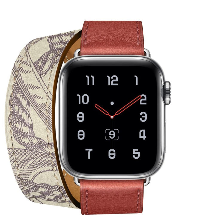 Apple Watch Series 5 44mm / Apple Watch 44mm Ægte læder Rem - Rød#serie_2