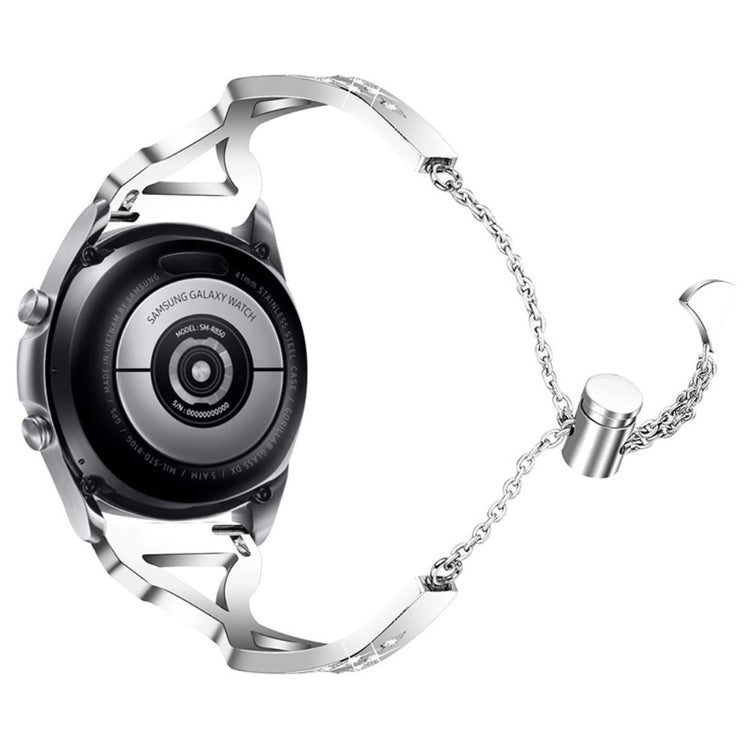 Samsung Galaxy Watch 3 (45mm) / Samsung Galaxy Watch (46mm) Metal og Rhinsten Rem - Sølv#serie_2