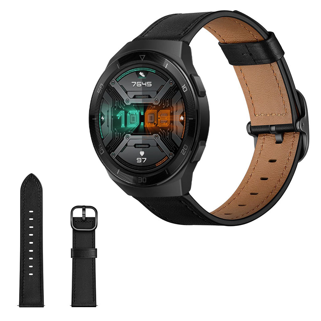 Godt Huawei Watch GT 2e Γgte lΓ¦der Rem - Sort#serie_1