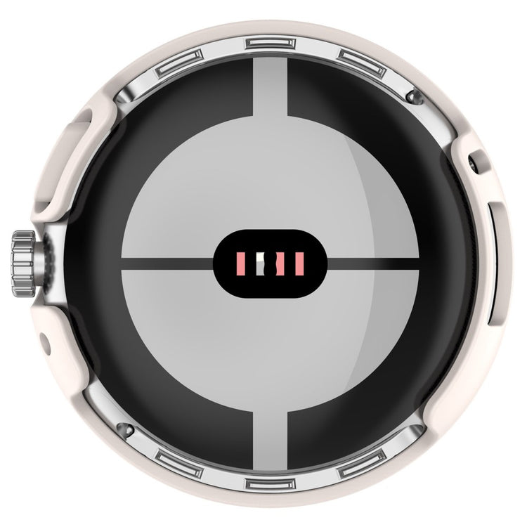 Super Flot Google Pixel Watch Cover med Skærmbeskytter i Plastik og Hærdet Glas - Hvid#serie_1
