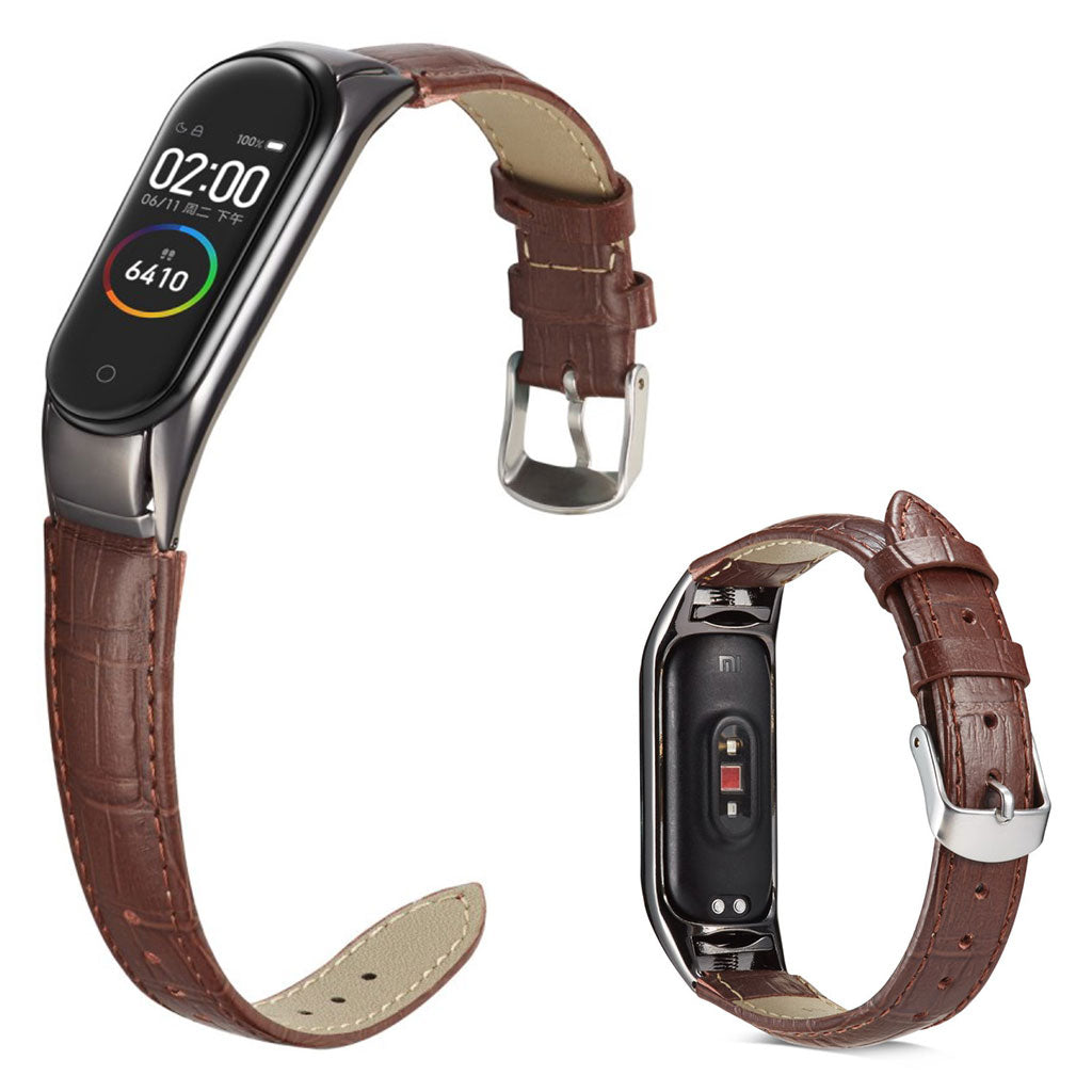 Xiaomi Mi Band 3 / Xiaomi Mi Smart Band 4 Γgte lΓ¦der Rem - Brun#serie_1