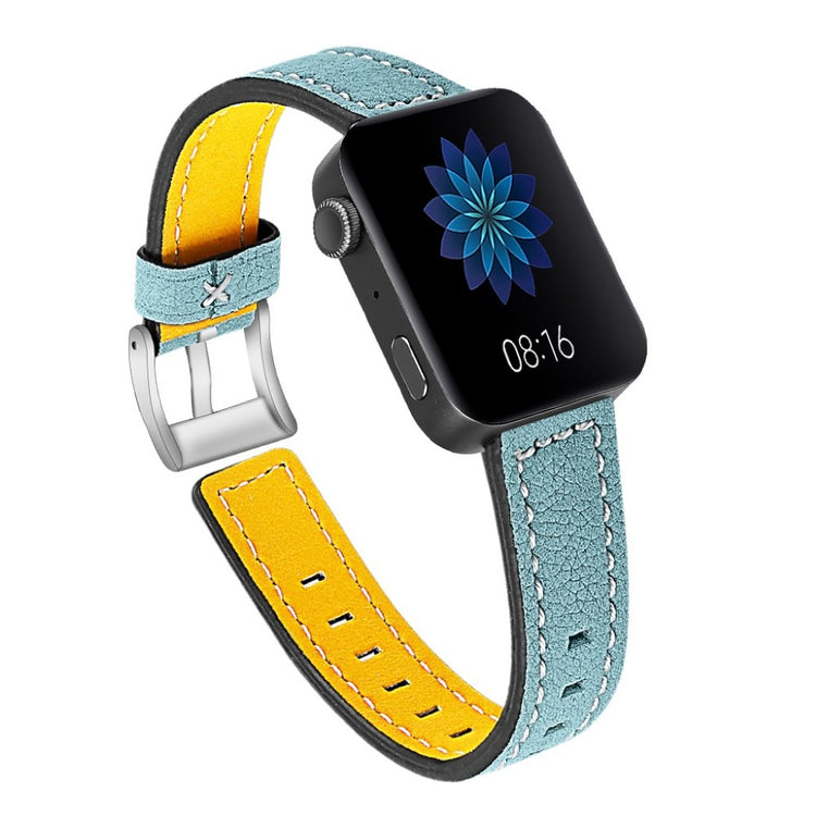 Mega slidstærk Xiaomi Mi Watch Ægte læder Rem - Blå#serie_3