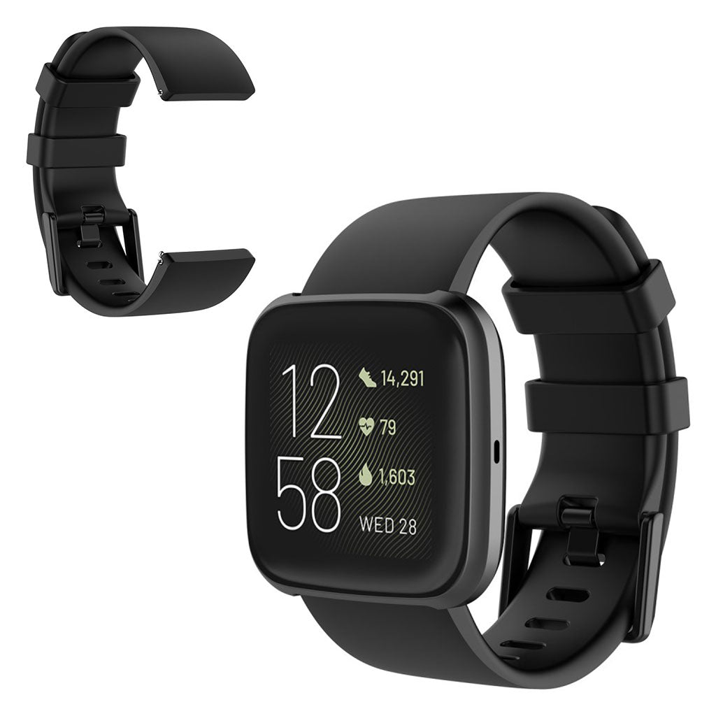 Stilfuld Fitbit Versa 2 / Fitbit Versa Lite Silikone Rem - StΓΈrrelse: L - Sort#serie_1