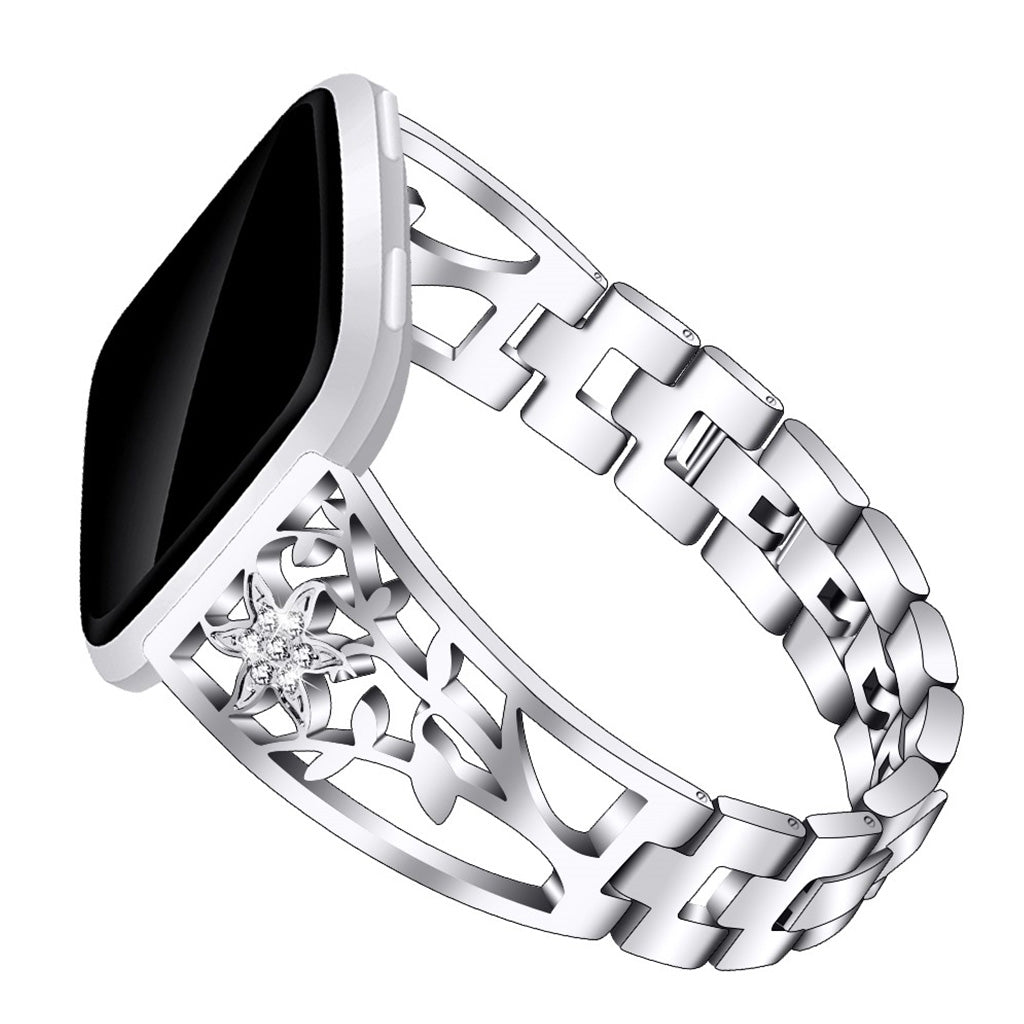 Nydelig Fitbit Versa Lite Metal og Rhinsten Rem - SΓΈlv#serie_014