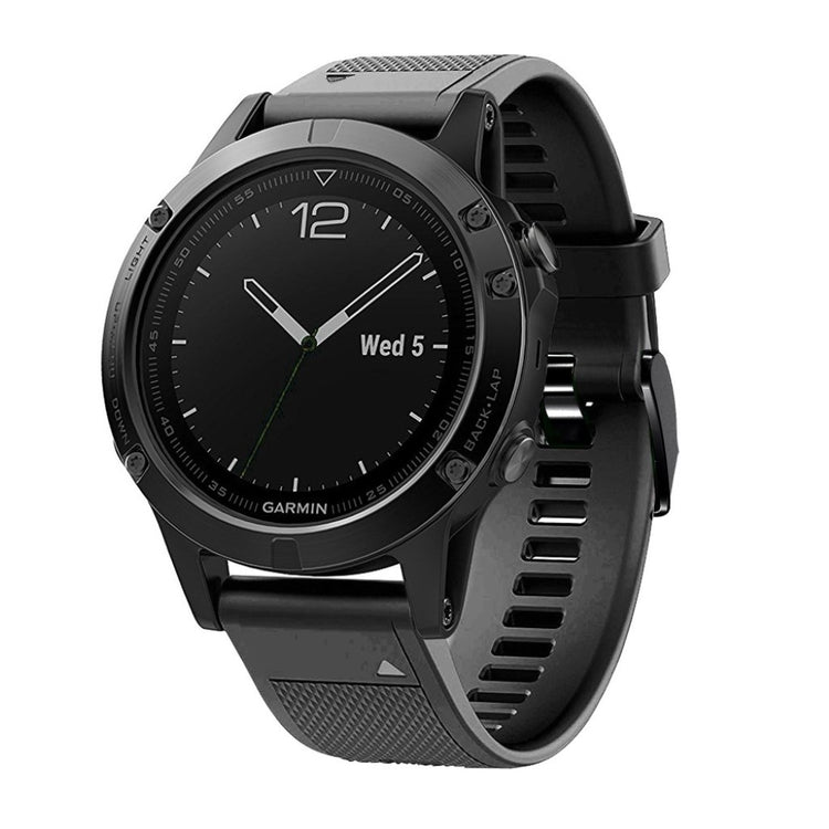Meget komfortabel Garmin Fenix 5 Silikone Rem - Sort#serie_1