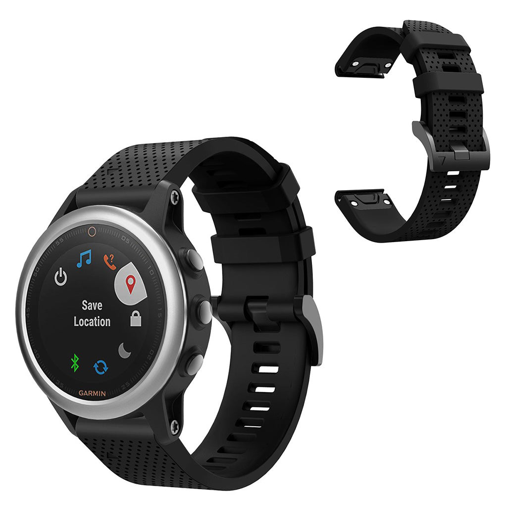 Vildt skΓΈn Garmin Fenix 5S Silikone Rem - Sort#serie_1