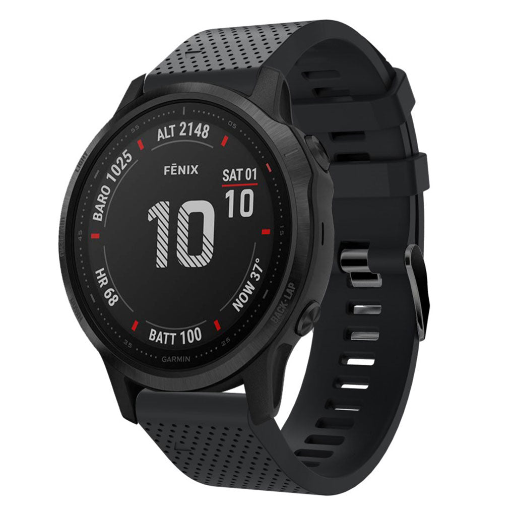 Helt vildt komfortabel Garmin Fenix 6S Silikone Rem - Sort#serie_1