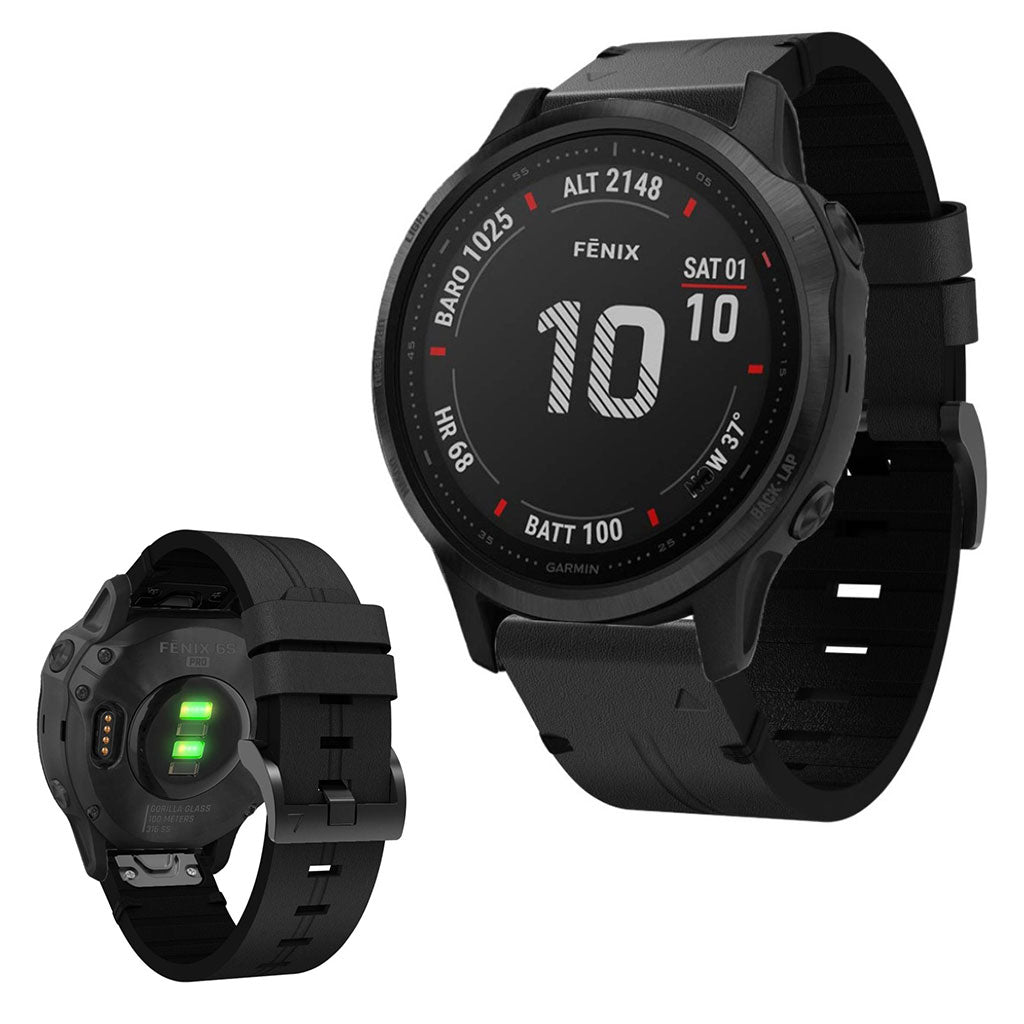 Rigtigt smuk Garmin Fenix 6S Γgte lΓ¦der Rem - Sort#serie_1