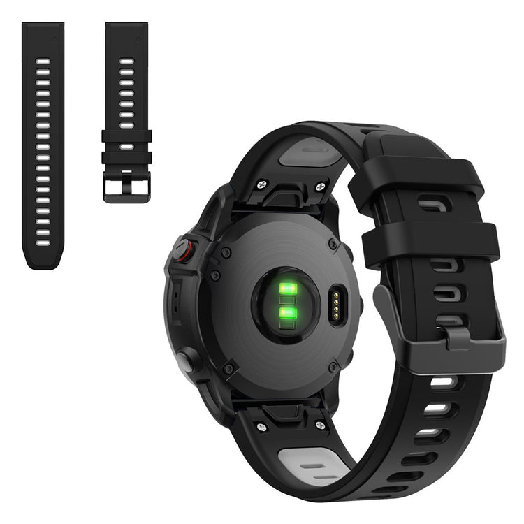 Dual color silicoone watch band for Garmin watch - Black / Grey#serie_7