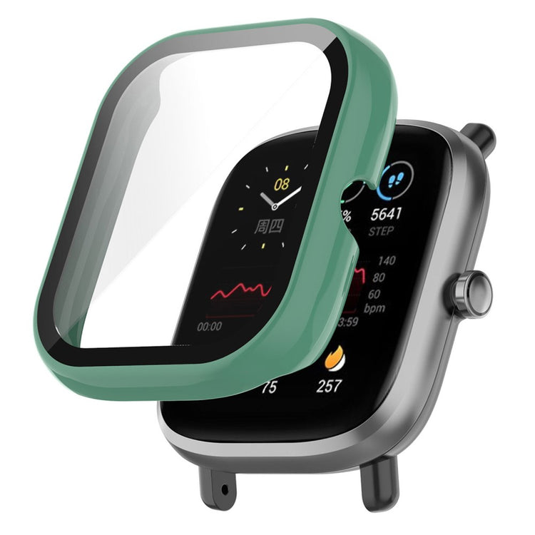 Godt Universal Amazfit Cover med Skærmbeskytter i Plastik og Hærdet Glas - Grøn#serie_3