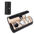 Cylindrical leather watch box with 3 slots
