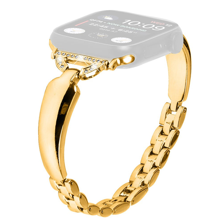 Cool Metal Og Rhinsten Universal Rem passer til Apple Smartwatch - Guld#serie_2
