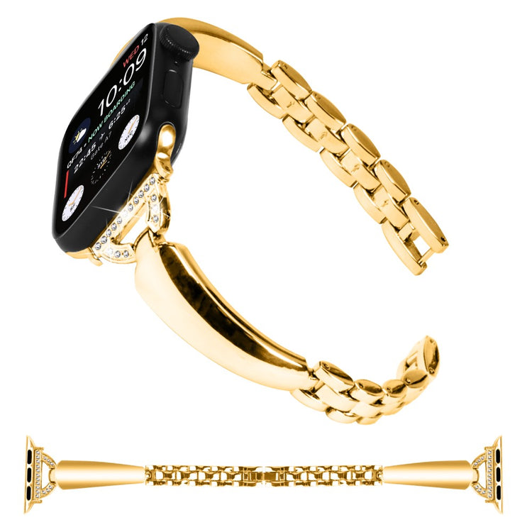 Cool Metal Og Rhinsten Universal Rem passer til Apple Smartwatch - Guld#serie_2