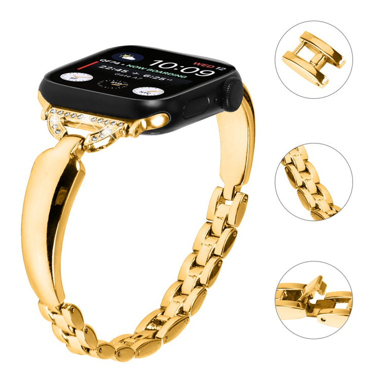 Cool Metal Og Rhinsten Universal Rem passer til Apple Smartwatch - Guld#serie_2