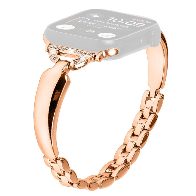 Cool Metal Og Rhinsten Universal Rem passer til Apple Smartwatch - Pink#serie_3