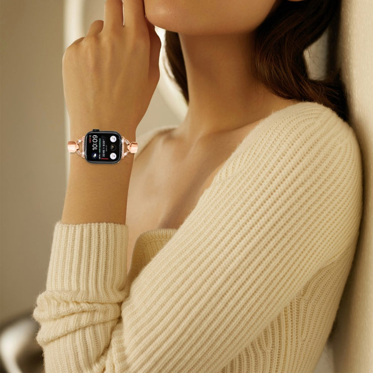 Cool Metal Og Rhinsten Universal Rem passer til Apple Smartwatch - Pink#serie_3