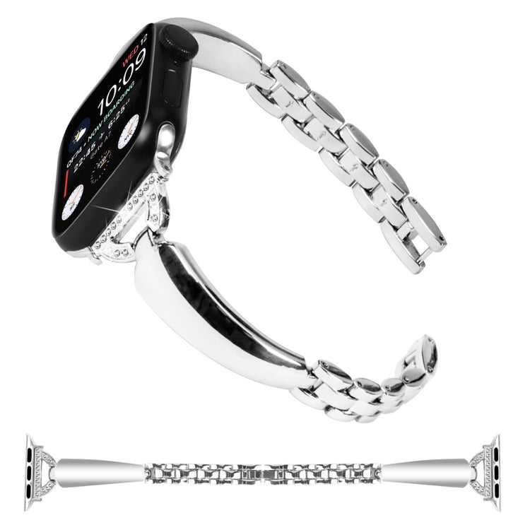 Cool Metal Og Rhinsten Universal Rem passer til Apple Smartwatch - Sølv#serie_4