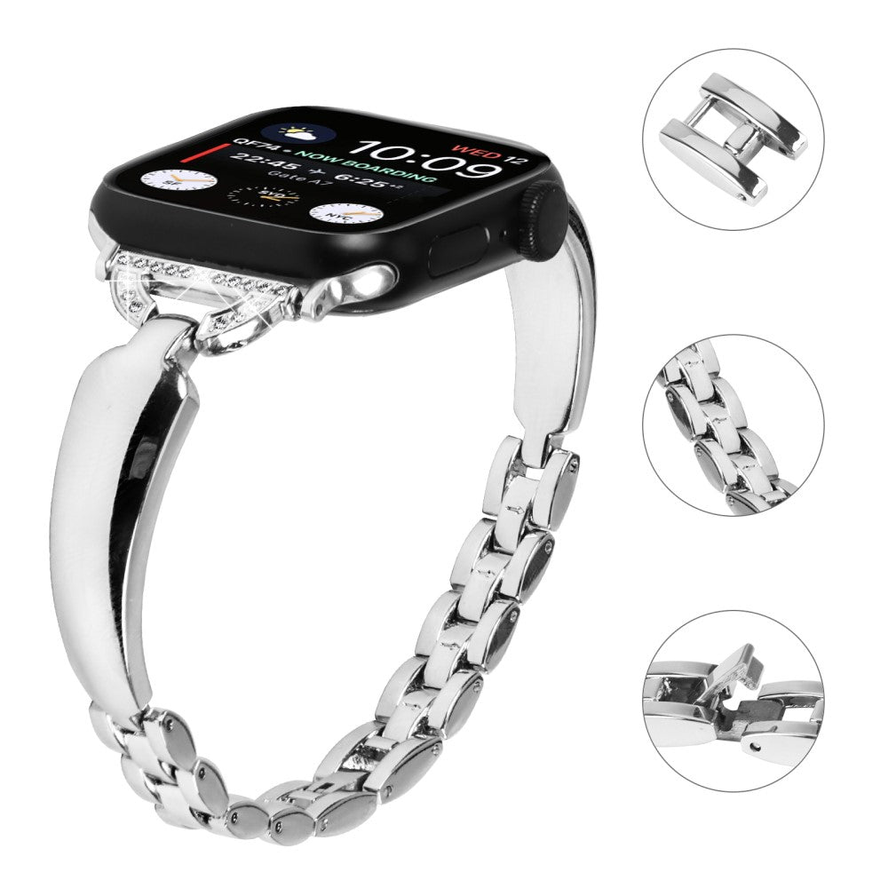 Cool Metal Og Rhinsten Universal Rem passer til Apple Smartwatch - Sølv#serie_4